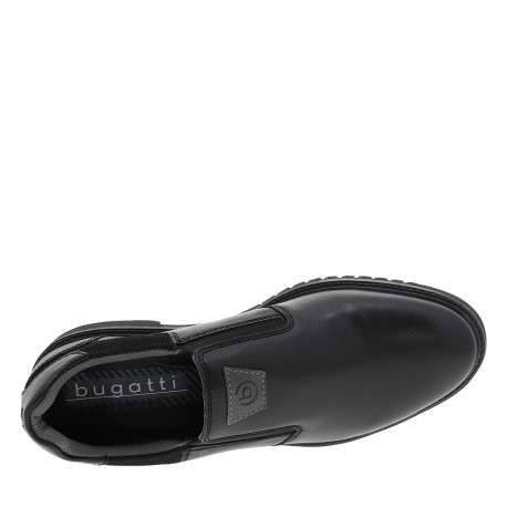 Mocassins noirs à talon plat munis d'un soufflet élastiqué et du logo - Image 5