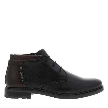 Bottines noir à talon décroché bas dotées d'un zip et des lacets