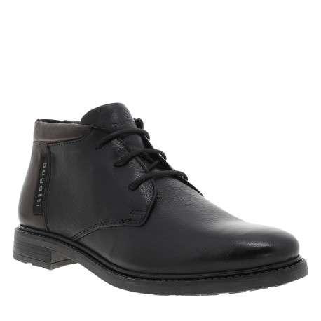 Bottines noir à talon décroché bas dotées d'un zip et des lacets - Image 2