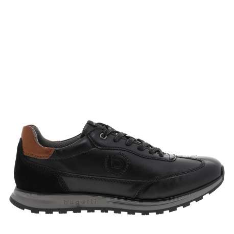 Baskets de running en cuir noir à talon plat ornées du logo et dotées de lacets
