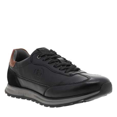 Baskets de running en cuir noir à talon plat ornées du logo et dotées de lacets - Image 2