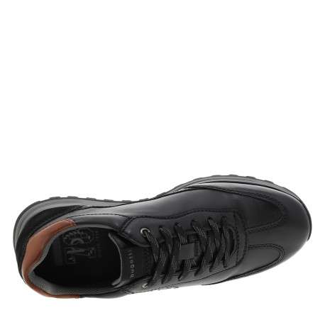Baskets de running en cuir noir à talon plat ornées du logo et dotées de lacets - Image 5