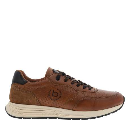 Baskets running 333-Ax801 en cuir brun à talon plat et à lacets bicolores