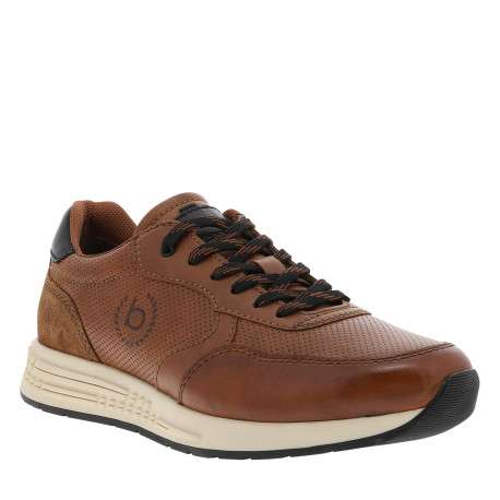 Baskets running 333-Ax801 en cuir brun à talon plat et à lacets bicolores - Image 2