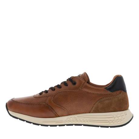 Baskets running 333-Ax801 en cuir brun à talon plat et à lacets bicolores - Image 3