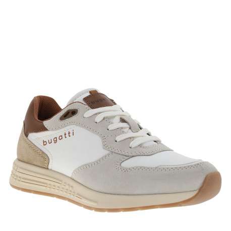 Baskets running 333-Ax802 en cuir beige à talon plat et semelle bicolore - Image 2