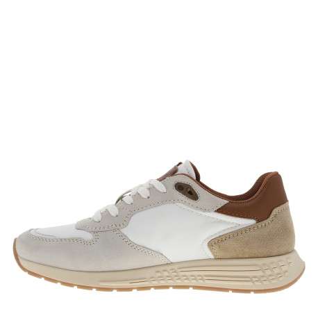 Baskets running 333-Ax802 en cuir beige à talon plat et semelle bicolore - Image 3