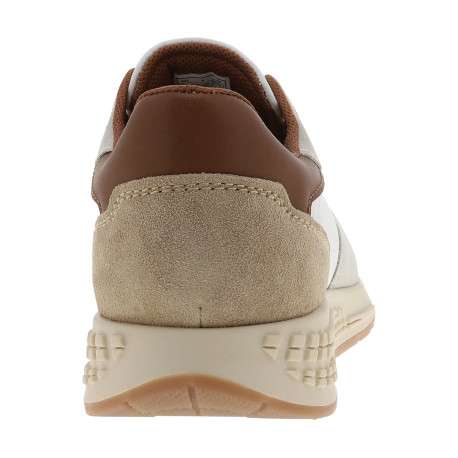 Baskets running 333-Ax802 en cuir beige à talon plat et semelle bicolore - Image 4