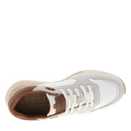 Baskets running 333-Ax802 en cuir beige à talon plat et semelle bicolore - Image 5