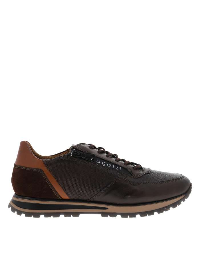 Sneakers en cuir chocolat à...