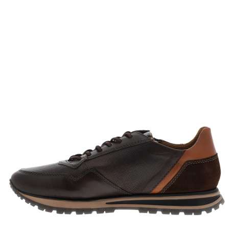 Sneakers en cuir chocolat à talon plat dotées de lacets élastiqués et d'un zip - Image 3