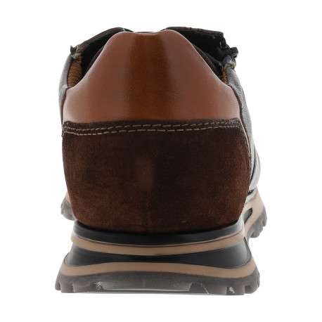 Sneakers en cuir chocolat à talon plat dotées de lacets élastiqués et d'un zip - Image 4