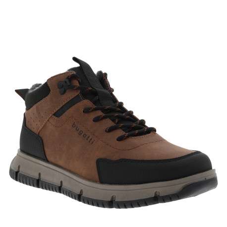 Bottines marron à talon plat avec des lacets ainsi qu'un zip latéral - Image 2