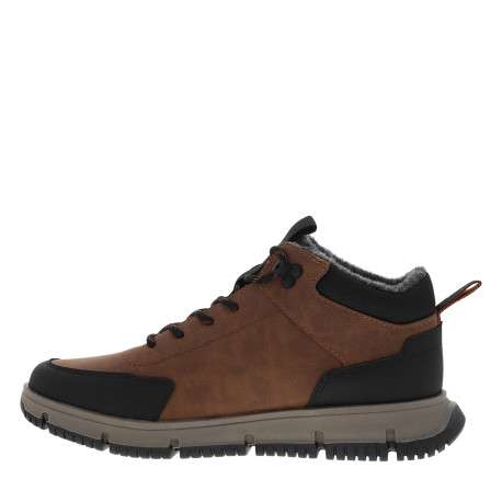 Bottines marron à talon plat avec des lacets ainsi qu'un zip latéral - Image 3