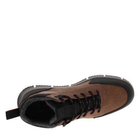 Bottines marron à talon plat avec des lacets ainsi qu'un zip latéral - Image 5