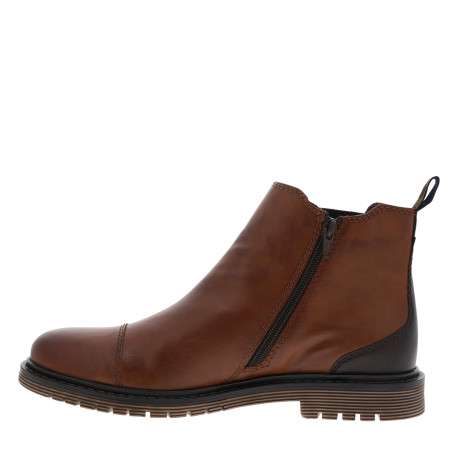 Boots cognac à talon décroché bas avec un zip latéral et un soufflet élastiqué - Image 3