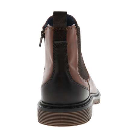 Boots cognac à talon décroché bas avec un zip latéral et un soufflet élastiqué - Image 4