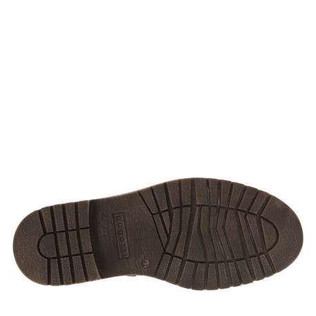 Boots cognac à talon décroché bas avec un zip latéral et un soufflet élastiqué - Image 6