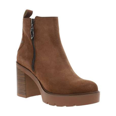 Boots camel à talon décroché haut avec revêtement en cuir nubuck - Image 2