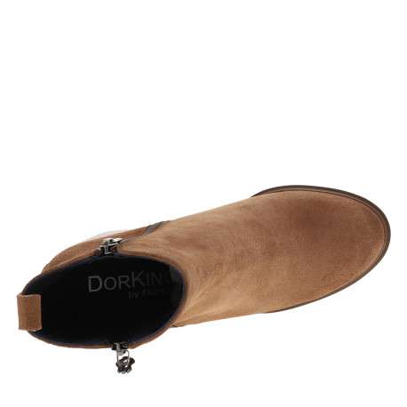 Boots camel à talon décroché haut avec revêtement en cuir nubuck - Image 5