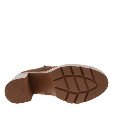 Boots camel à talon décroché haut avec revêtement en cuir nubuck - Image 6