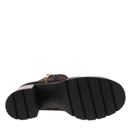 Boots en cuir chocolat à talon décroché haut avec 2 fermetures zippées - Image 6