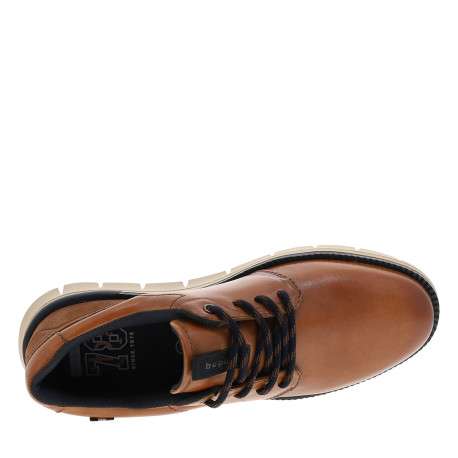 Sneakers en cuir cognac à talon plat pourvues de lacets ronds - Image 5