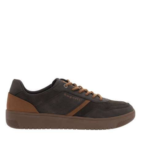 Sneakers marron aspect suédine à talon plat pourvues de lacets ronds
