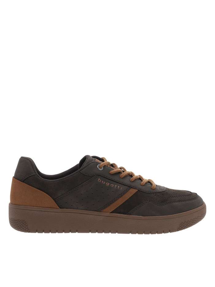 Sneakers marron aspect suédine à talon plat pourvues de lacets ronds