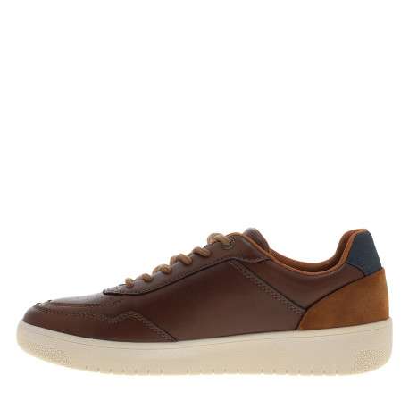Sneakers marron à talon plat dotées d'empiècements de différentes matières - Image 3