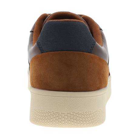 Sneakers marron à talon plat dotées d'empiècements de différentes matières - Image 4