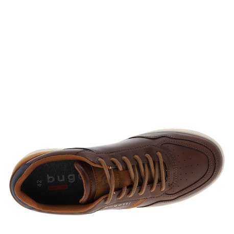 Sneakers marron à talon plat dotées d'empiècements de différentes matières - Image 5