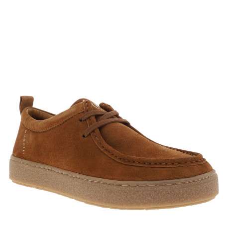 Mocassins en cuir brun à talon plat pourvu de lacets ton sur ton - Image 2