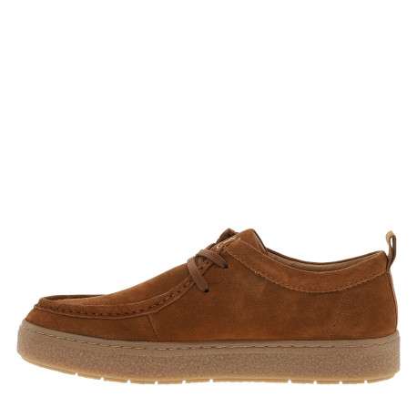 Mocassins en cuir brun à talon plat pourvu de lacets ton sur ton - Image 3