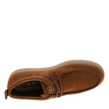 Mocassins en cuir brun à talon plat pourvu de lacets ton sur ton - Image 5