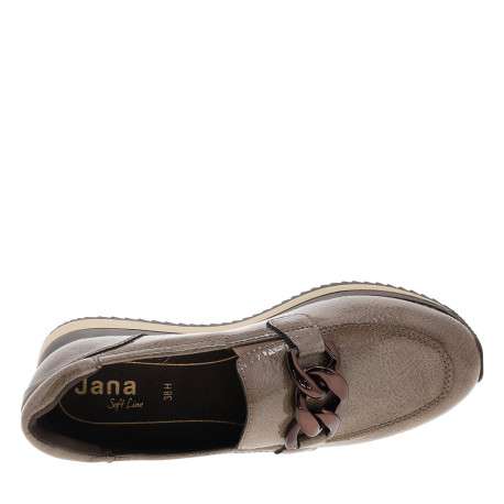 Mocassins taupe à talon plat et bandes élastiquées munis d'une boucle - Image 5