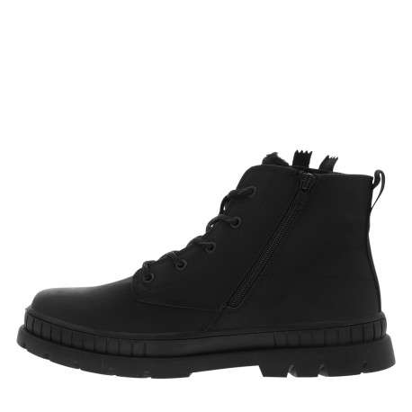 Bottines noir à talon plat pourvues d'un zip latéral et des lacets ronds - Image 3