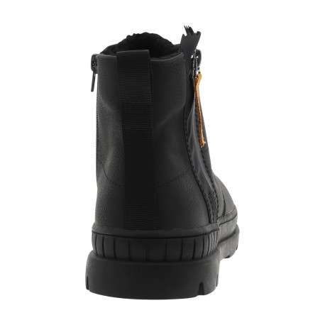 Bottines noir à talon plat pourvues d'un zip latéral et des lacets ronds - Image 4