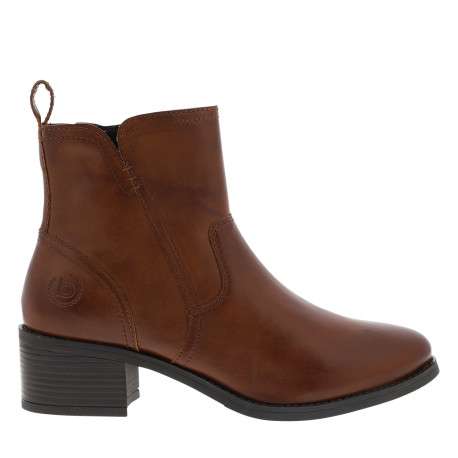 Boots brun à talon décroché moyen munies d'un zip et d'une languette