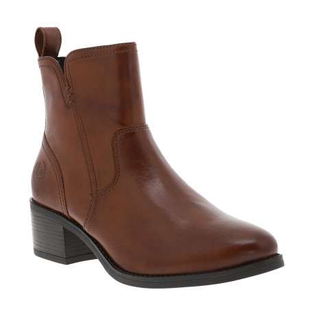 Boots brun à talon décroché moyen munies d'un zip et d'une languette - Image 2