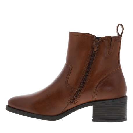 Boots brun à talon décroché moyen munies d'un zip et d'une languette - Image 3