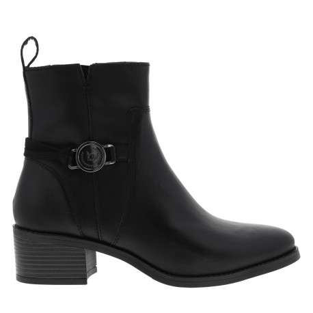 Boots noir à talon décroché moyen munies d'un zip et d'une boucle
