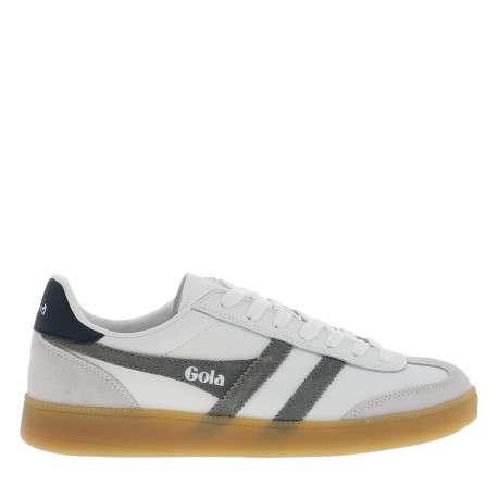 Tennis Viper Leather en cuir blanches et kaki à talon plat et lacets