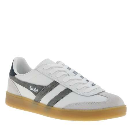 Tennis Viper Leather en cuir blanches et kaki à talon plat et lacets - Image 2