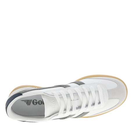 Tennis Viper Leather en cuir blanches et kaki à talon plat et lacets - Image 5