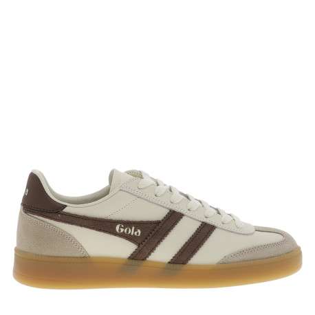 Tennis Viper Leather en cuir beiges et marron à talon plat et lacets