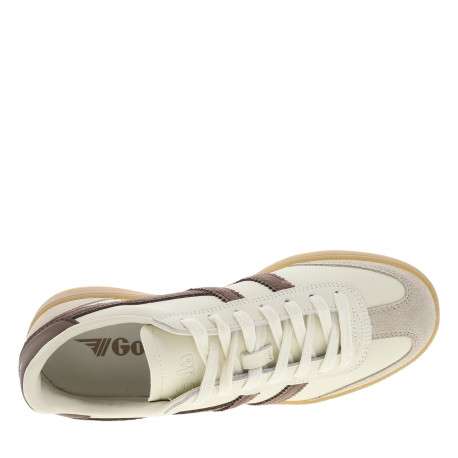 Tennis Viper Leather en cuir beiges et marron à talon plat et lacets - Image 5