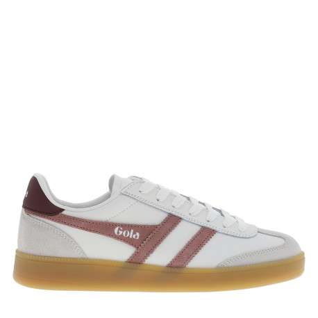 Tennis Viper Leather en cuir blanches et roses à talon plat et lacets