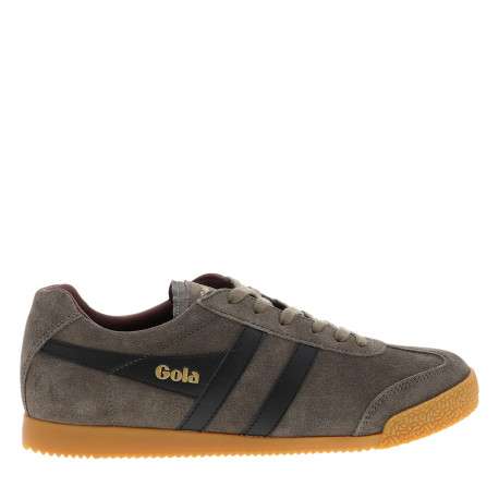 Tennis Harrier en cuir taupe à talon plat pourvues de lacets