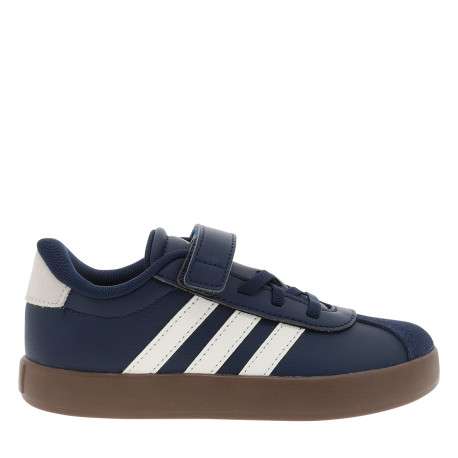 Tennis en cuir bleu marine à talon plat munies d'une bande auto-agrippante